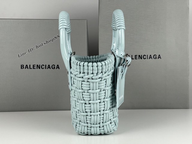 Balenciaga專櫃爆款漆面人造皮革編織敞口托特包 巴黎世家小號Bistro菜籃子包 款號：080808 fyj1275